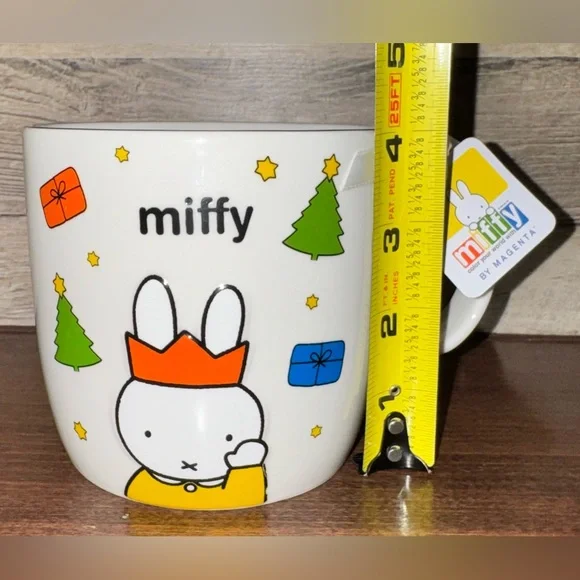 Cute 🥰 Miffy 🐰 Merry Christmas Mug with Gold Rim by Magenta Holiday Bunny 🐰 - Picture 6 of 12